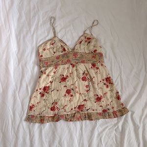 Passport Camisole Tank Top Floral Boho Vintage Shirt Size M